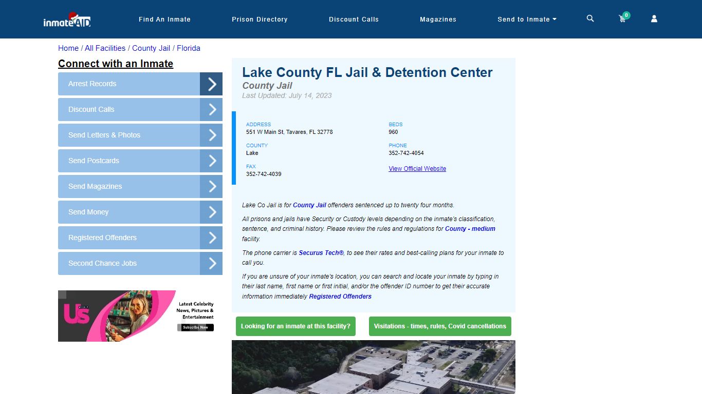 Lake County FL Jail & Detention Center - Inmate Locator - Tavares, FL