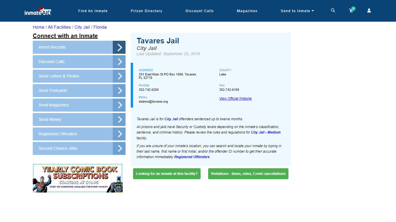 Tavares Jail | Inmate Locator